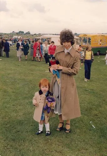 young me, my mum, and a monkey