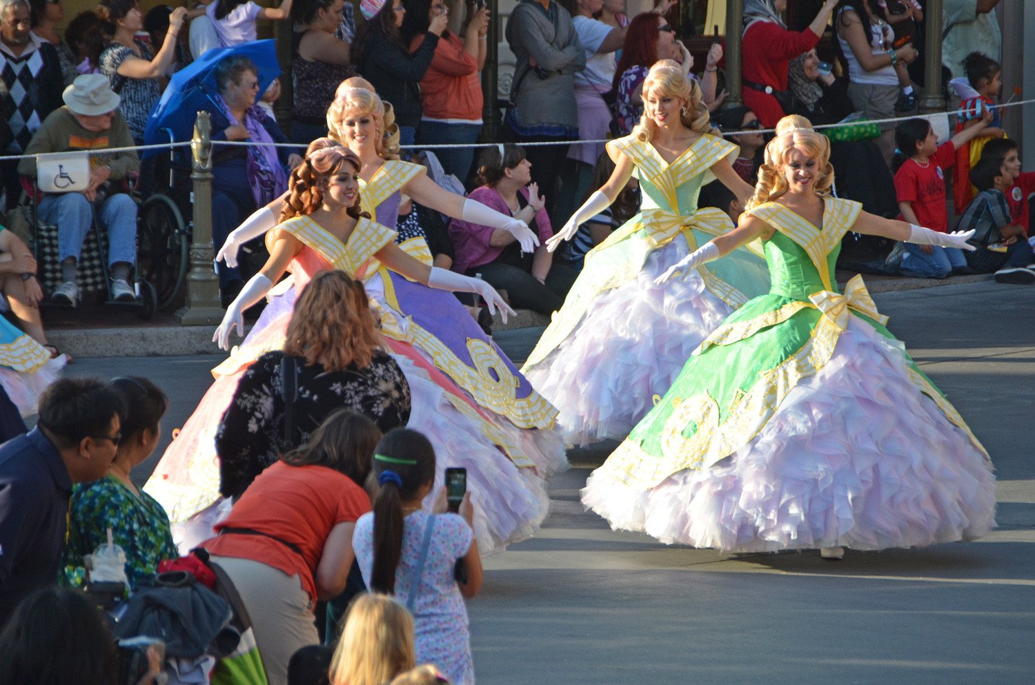 Disney Princesses in the parade at Dinseyland