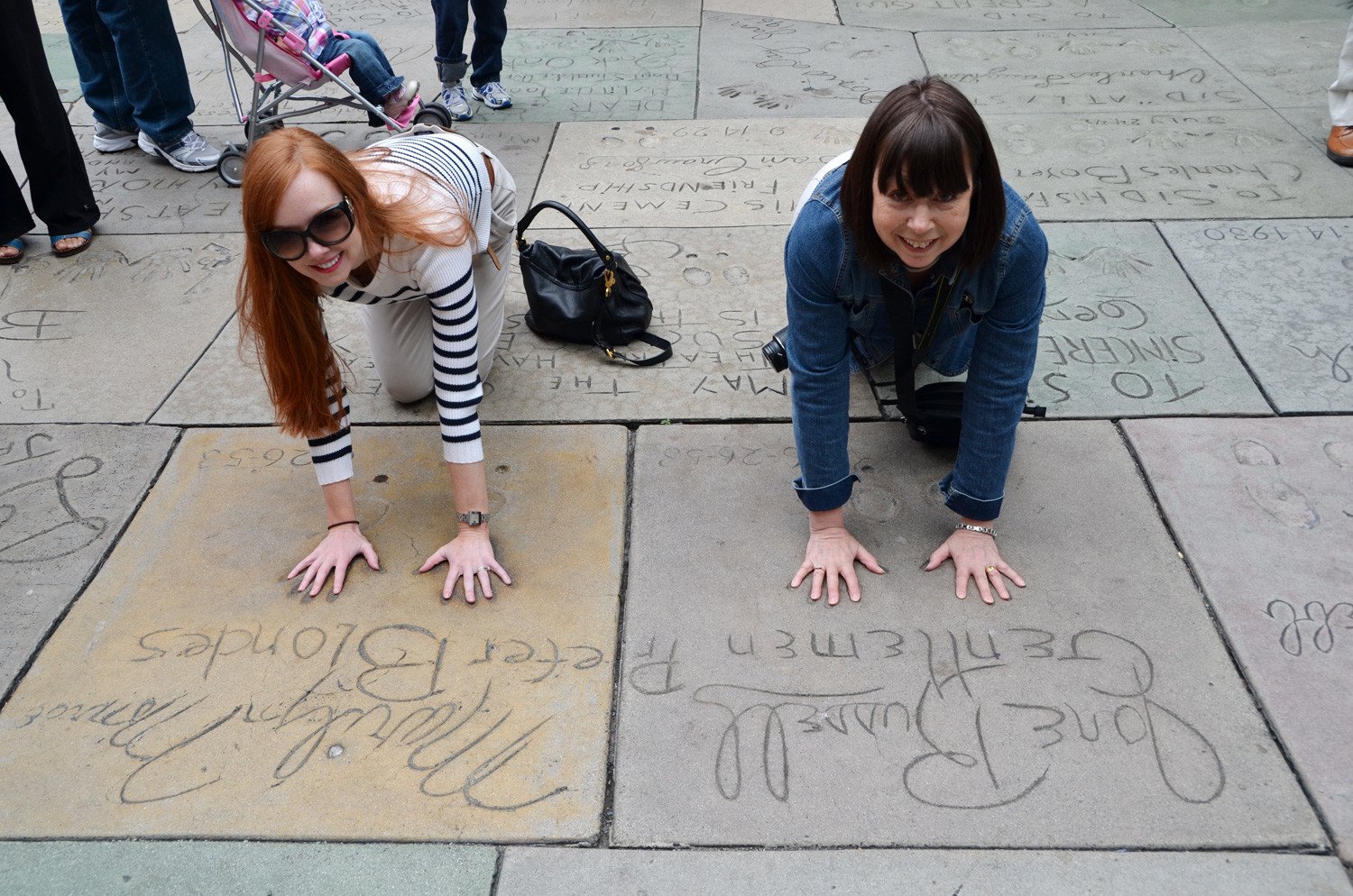 Marilyn Monroe and Jane Mansfield's handprints outside Mann's Chinese Theater on Hollywood Boulevard