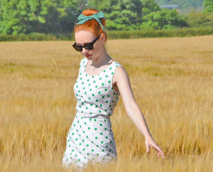 uk fashion blog Forever Amber - green polka dot wiggle dress