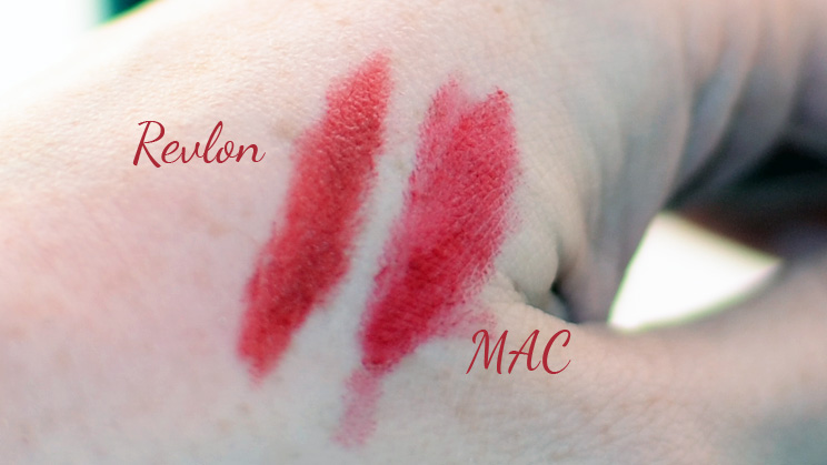 Revlon Really Red & MAC Ruby Woo swatches