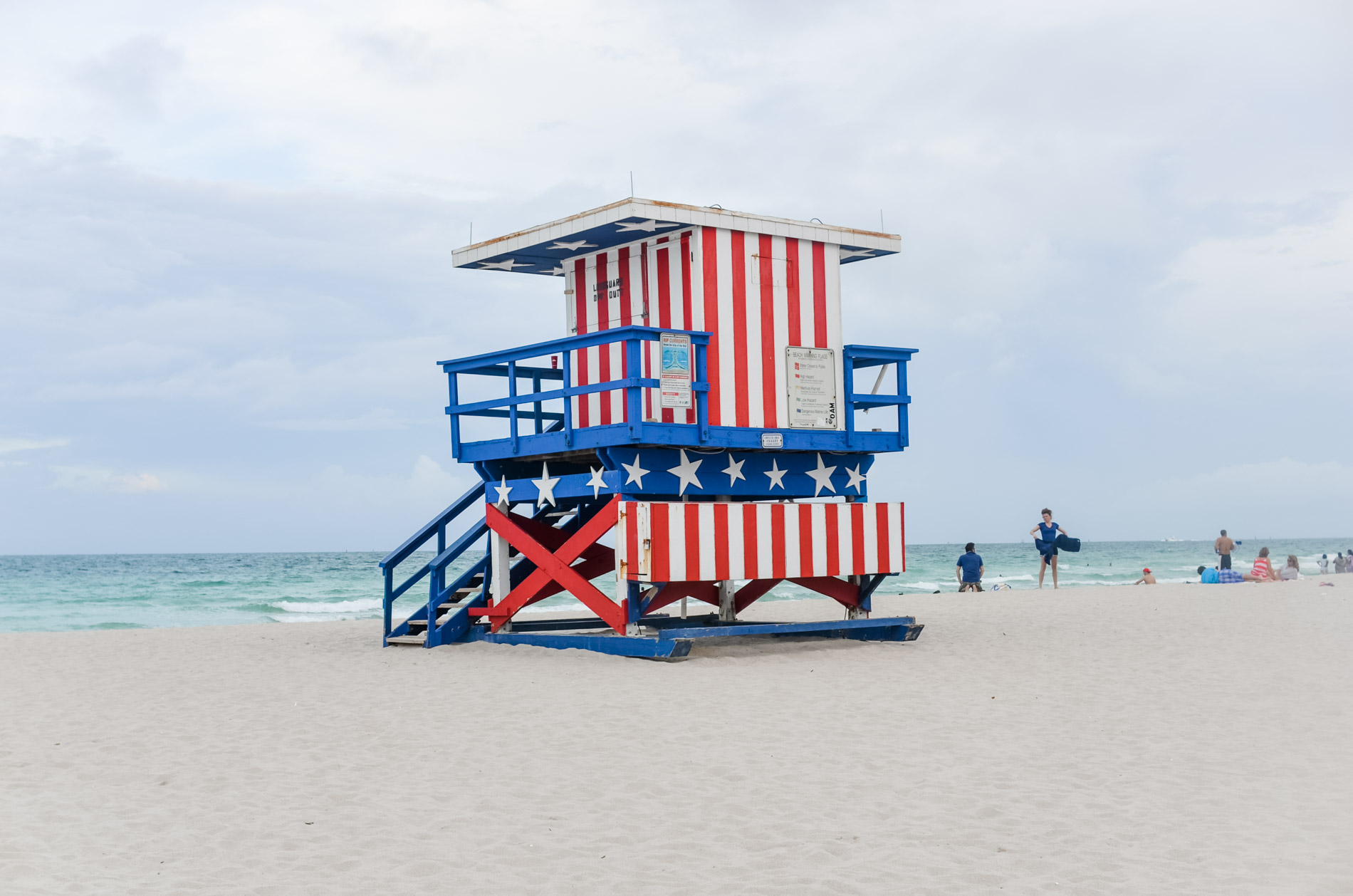 Miami beach hut with stars and stripes design