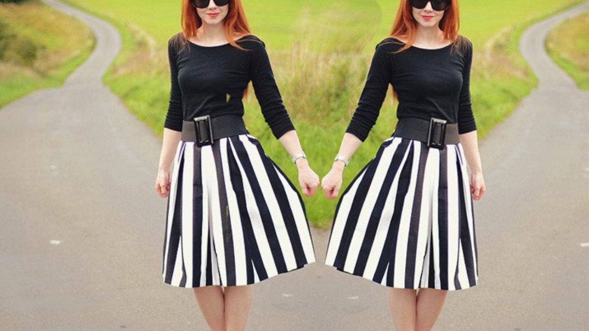 outfits with black and white striped skirt