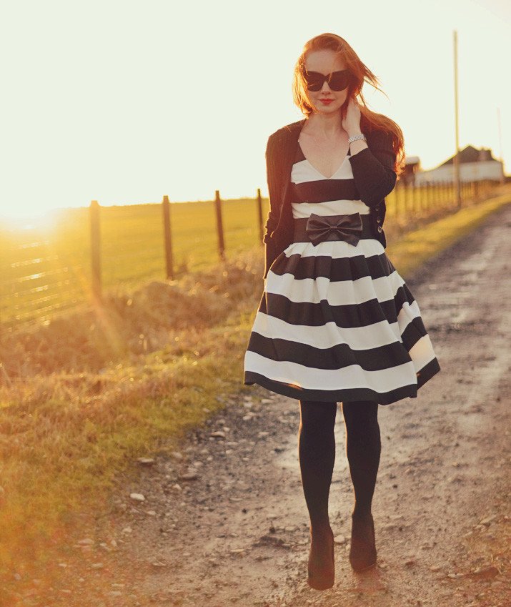 Outfit | F&F black and white stripe scuba dress ⋆ Forever Amber | UK ...