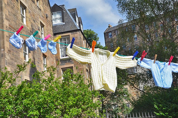 laundry on lines in Dean Village, Edinburgh