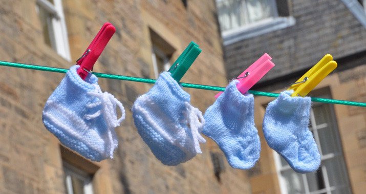 laundry on lines in Dean Village, Edinburgh