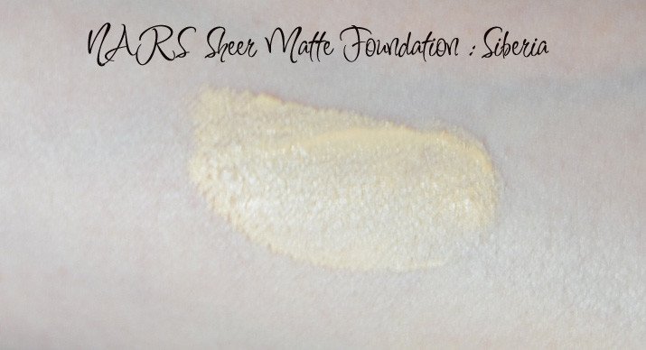 swatch of NARS sheer matte foundation in Siberia