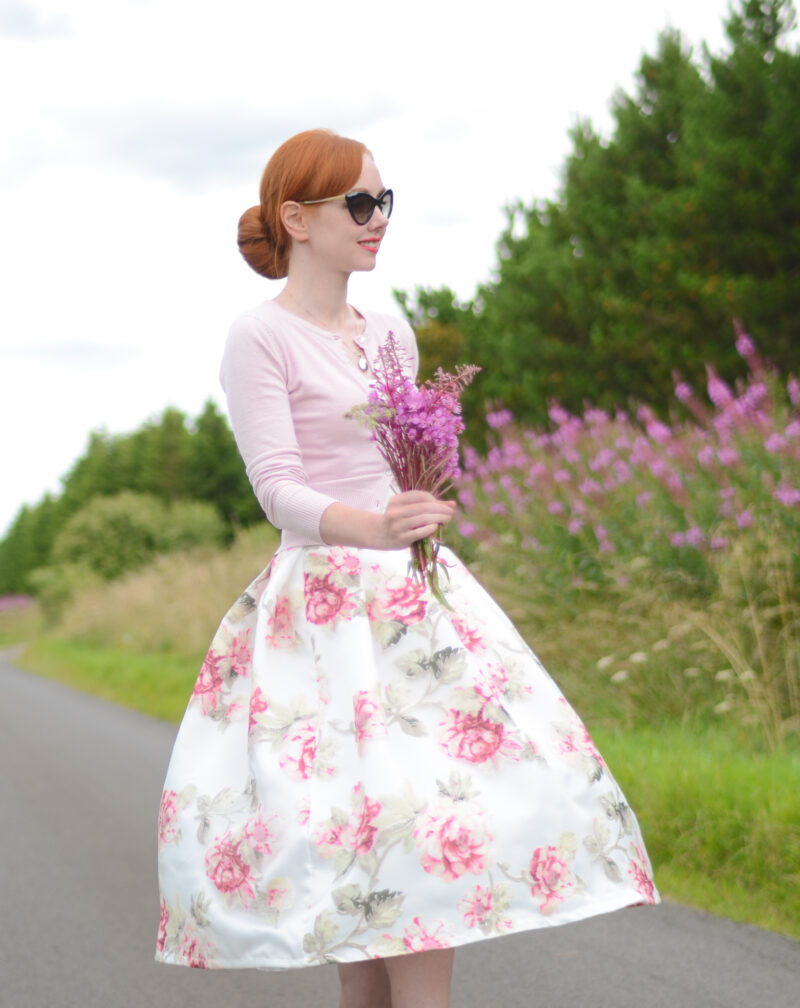 Full midi skirt: Blooming Rose floral print full midi skirt