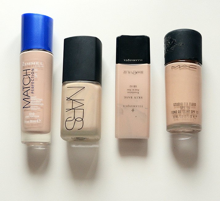 selection of foundations for pale skin