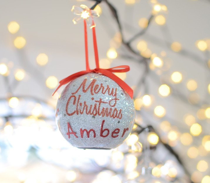 personalised Christmas tree decoration - www.ForeverAmber.co.uk