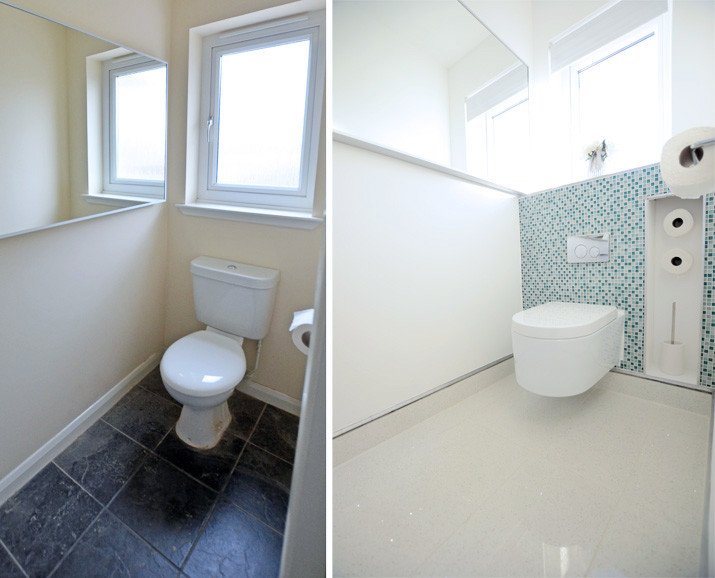 powder room before and after