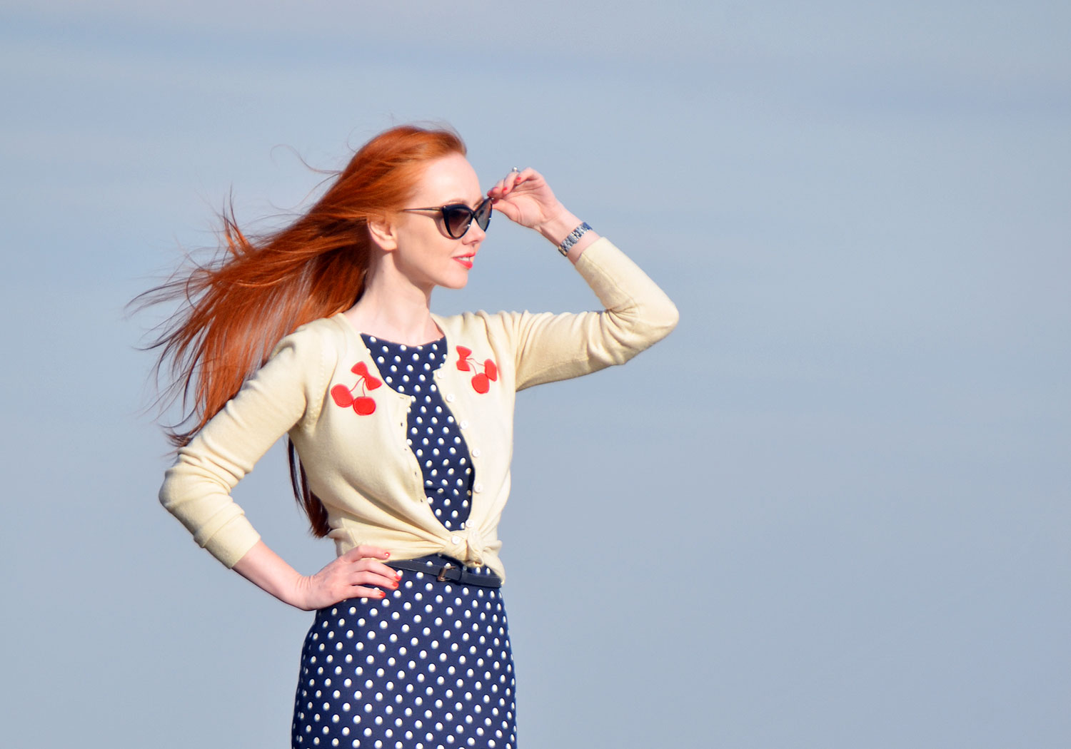 blue polka dot dress