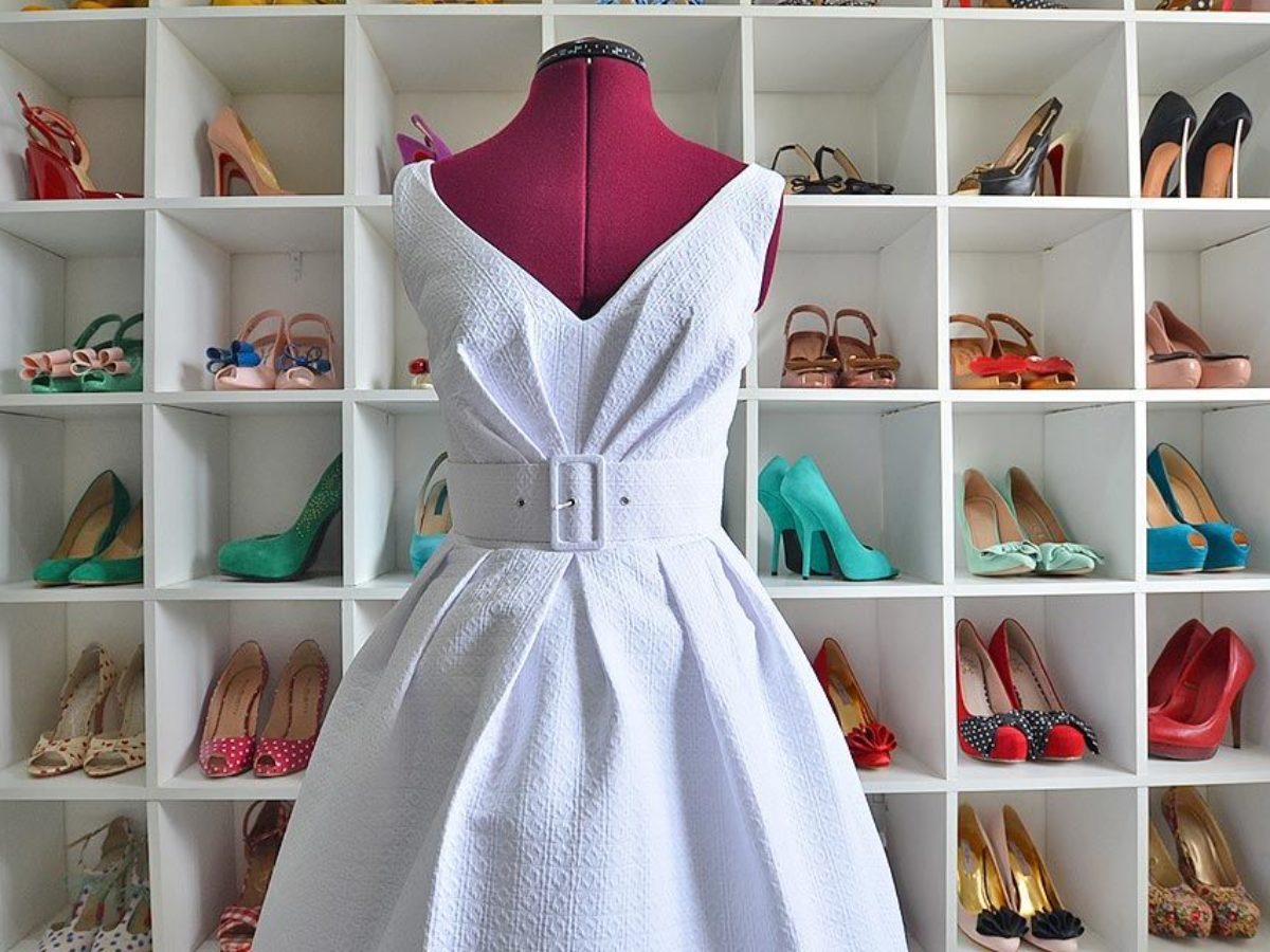 white 50's style dress