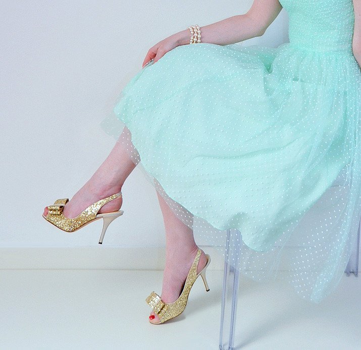Kate Spade 'Charm' shoes in gold gliitter