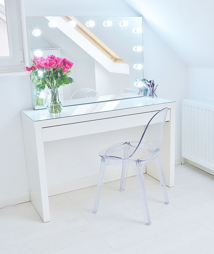 Makeup Storage Ideas Ikea Malm, Makeup Vanity Table With Lighted Mirror Ikea