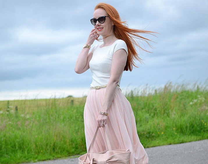 pink chiffon skirt