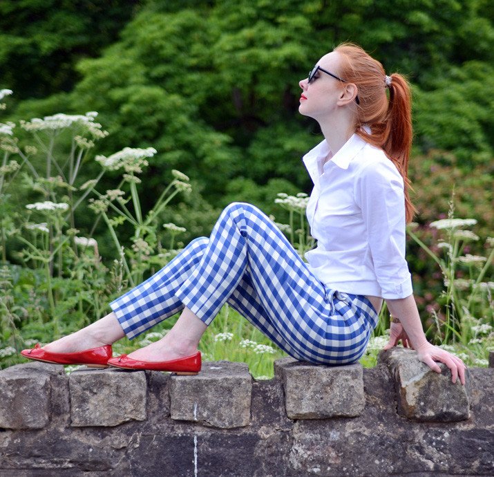 50s style red white and blue summer outfit