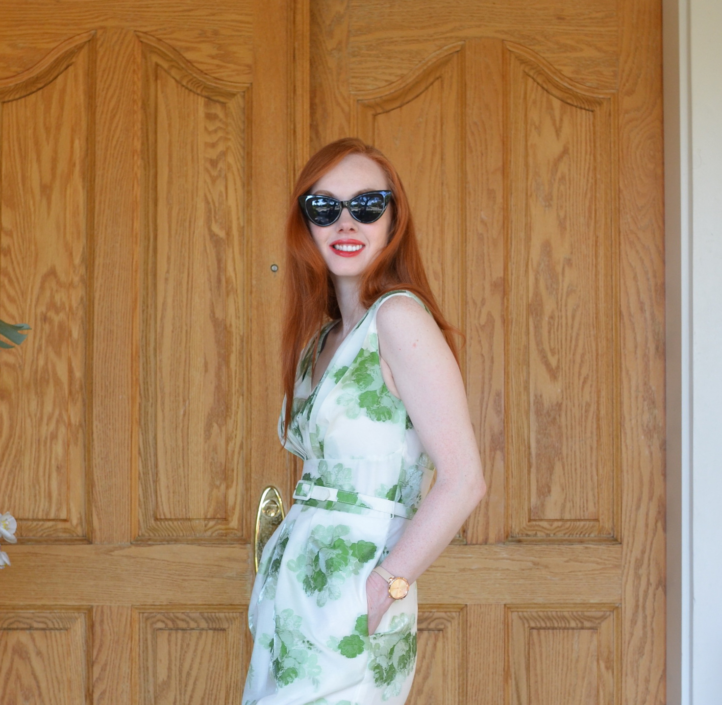 green floral ASOS wiggle dress