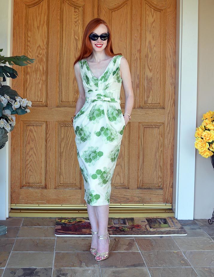 green floral ASOS wiggle dress