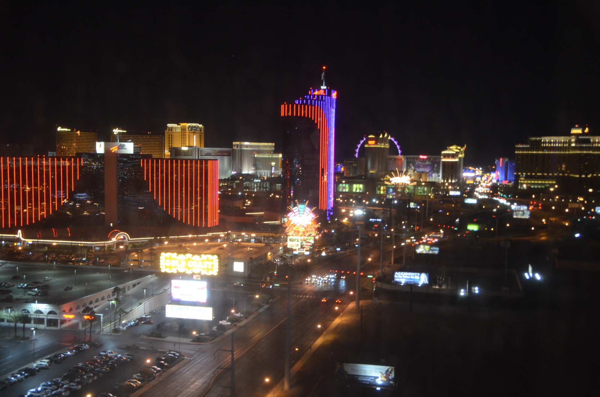 view of the Las Vegas strip at night from The Palms
