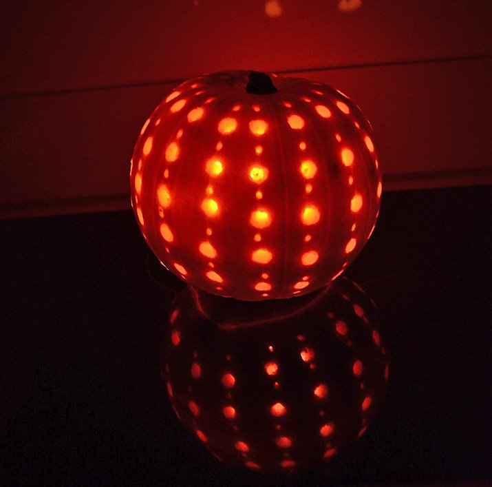 circle design on pumpkin lantern