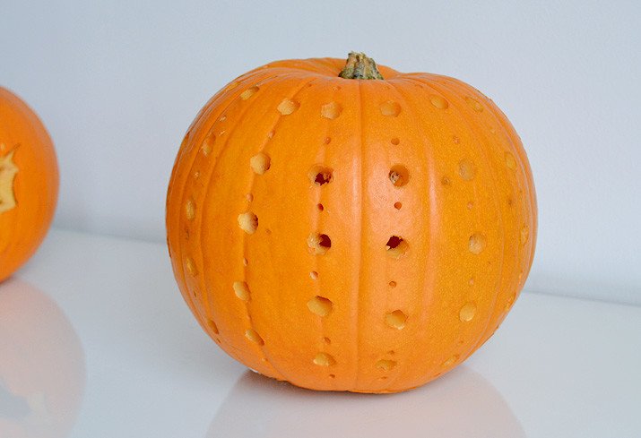 dotted design on carved pumpkin