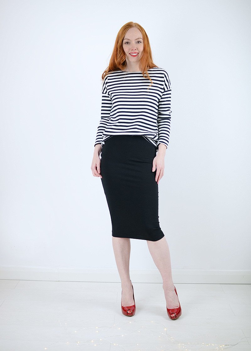 stripe top with tuck
