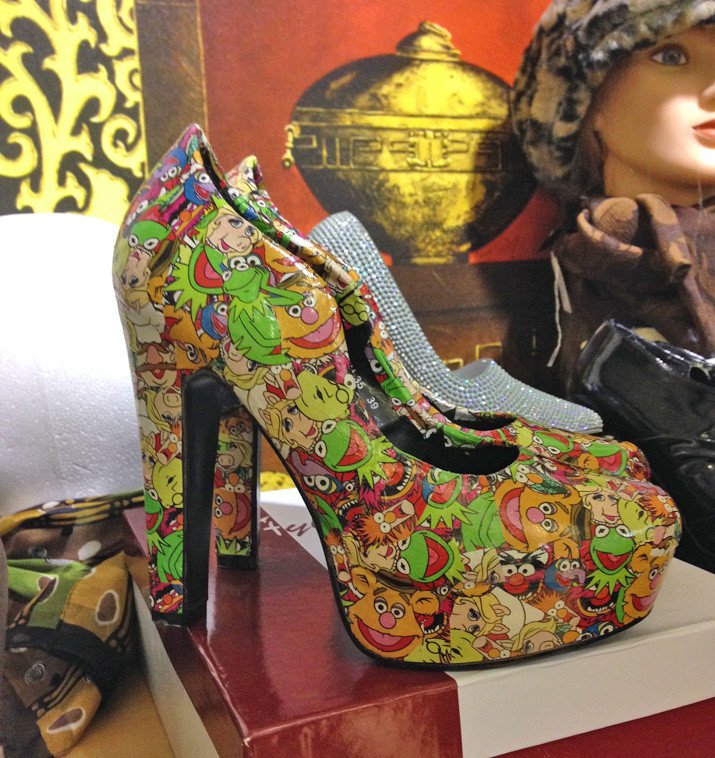 Muppet print platform shoes