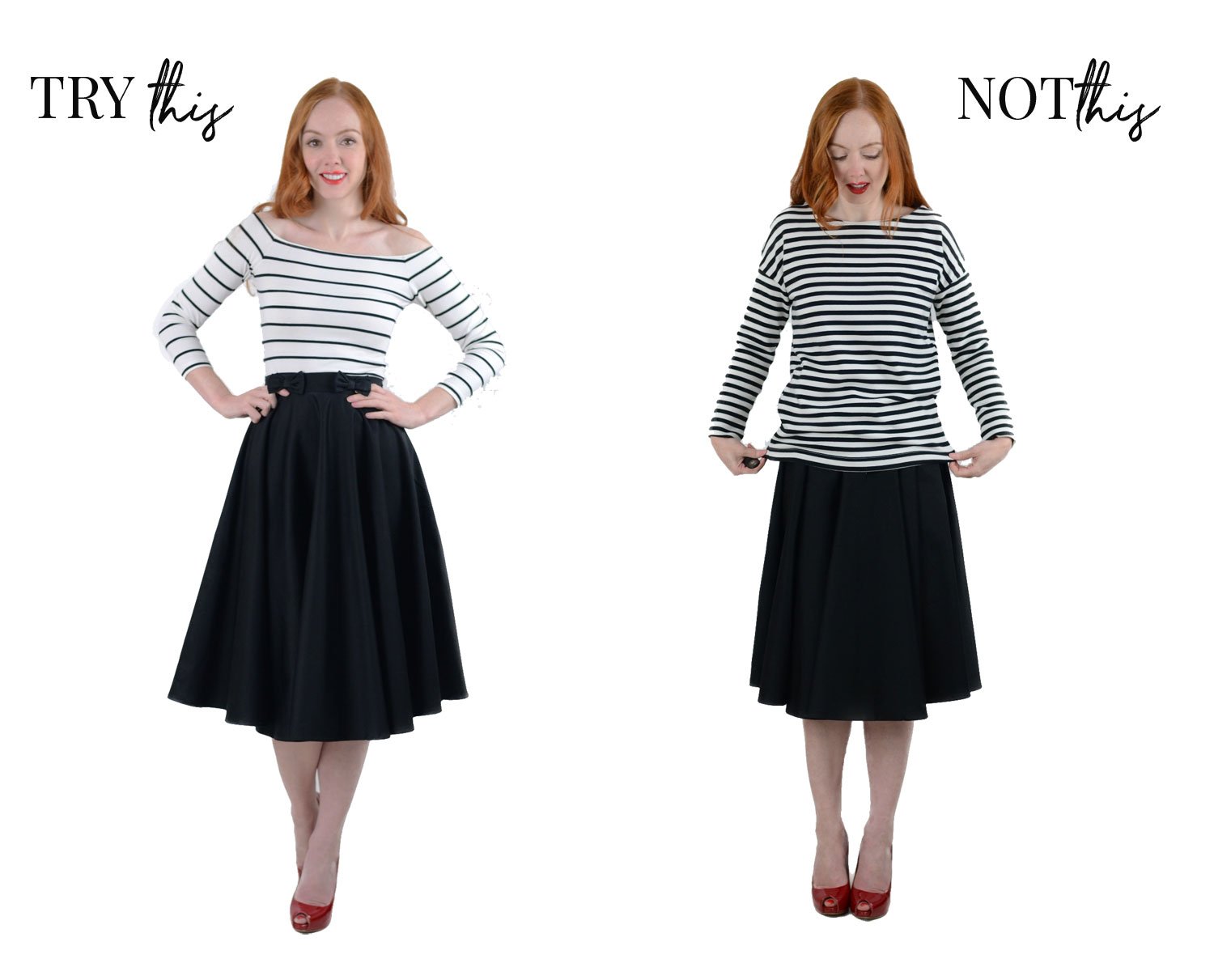 : choosing the right style of top to wear with a midi skirt
