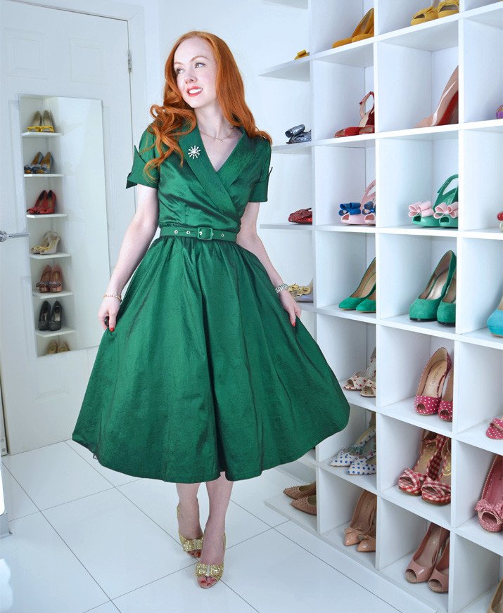 Lindybop Vanda emerald green 50s prom dress