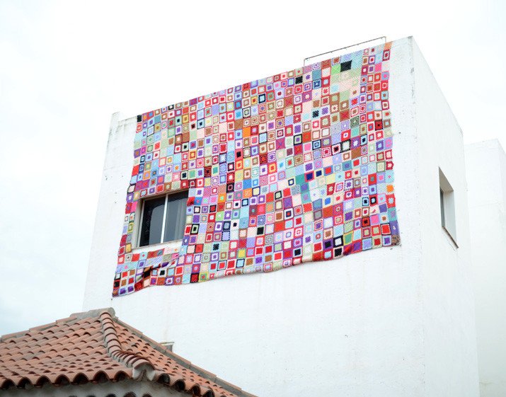 knitted blanket on house inP uerto de la Cruz, Tenerife