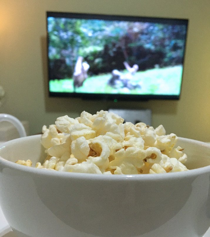 TV and popcorn