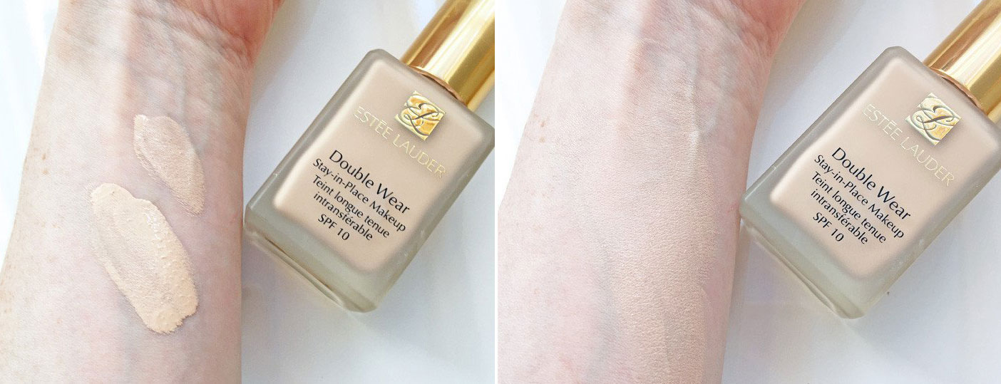 estee lauder doublewear foundation in Shell : swatches on pale skin