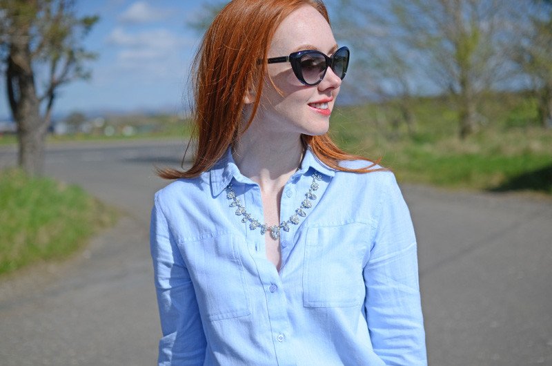 chambray shirt and statement necklace