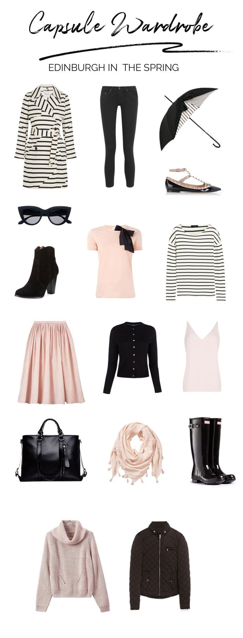 What to pack for Edinburgh in the Spring: a small capsule wardrobe for travel