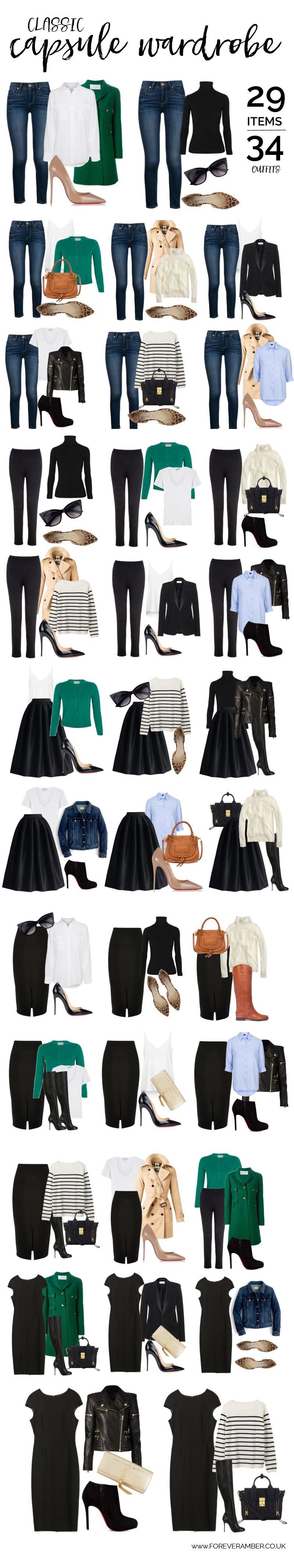 classic capsule wardrobe: 34 outfits from a selection of wardrobe essentials