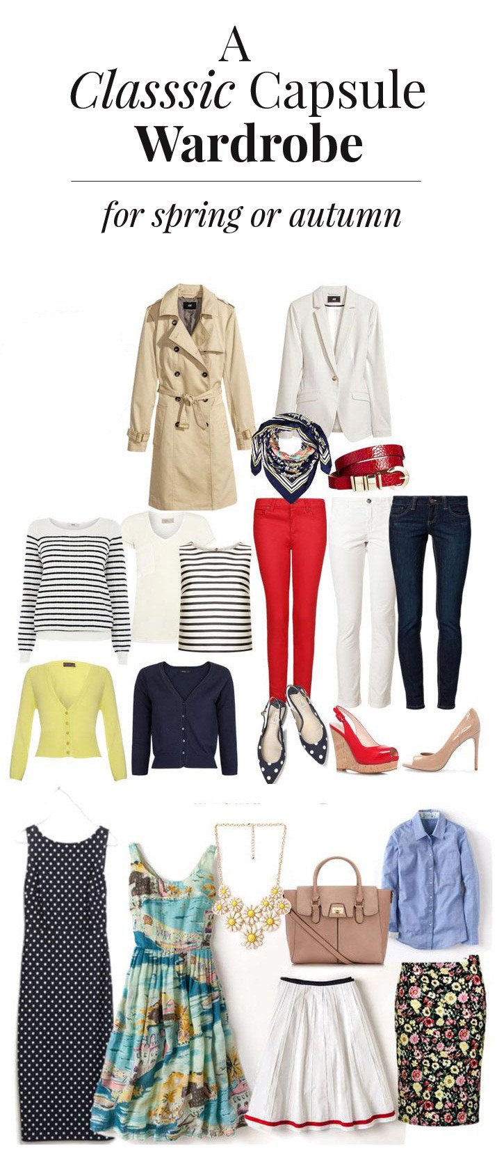 a classic capsule wardrobe that will work for spring or early autumn