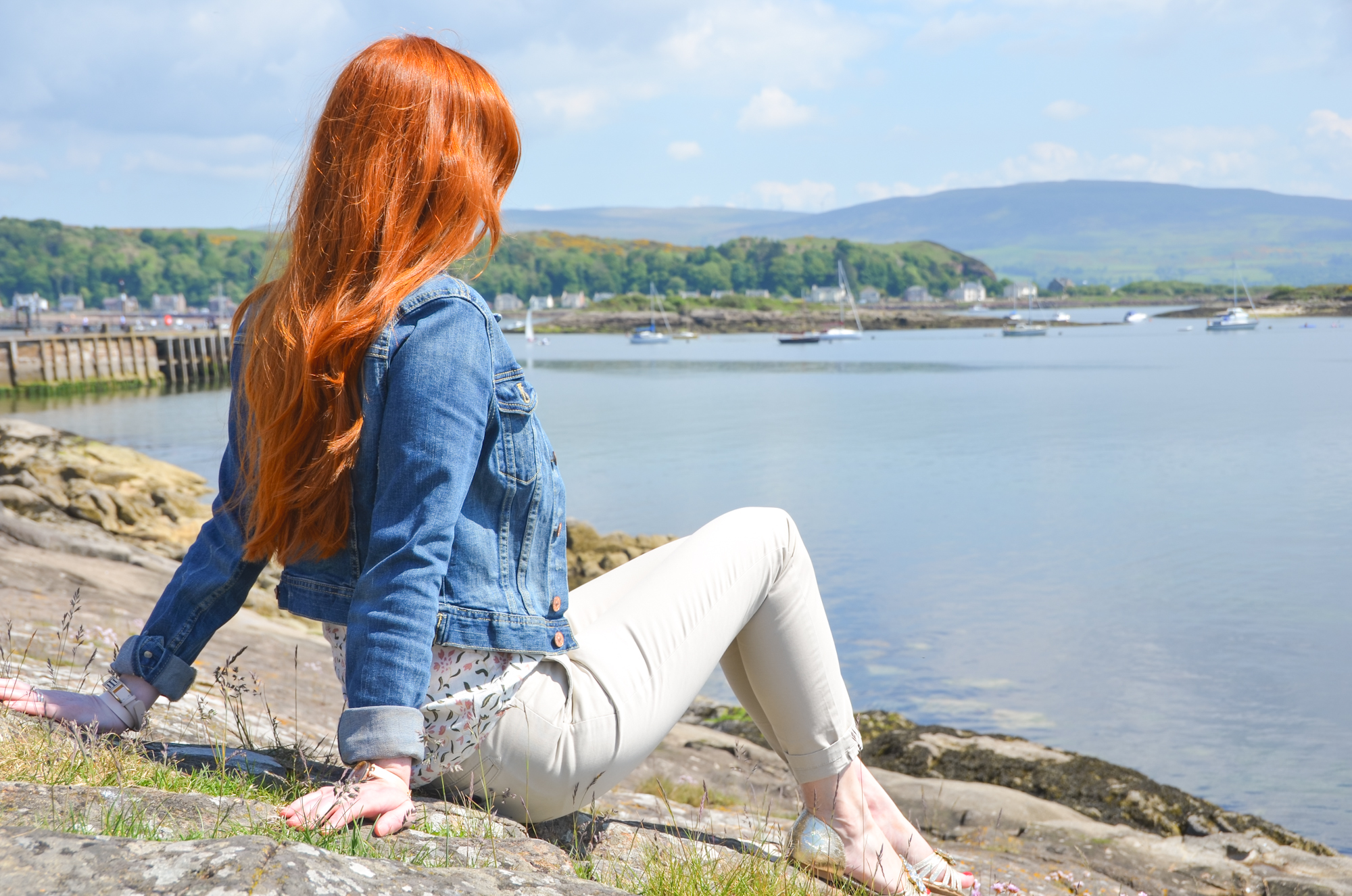 red hair in the sun on Millport
