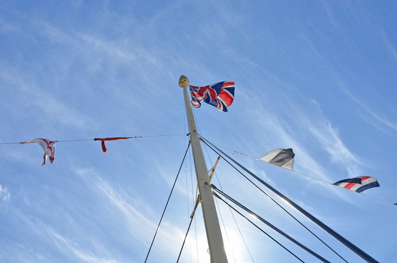 Union Jack flying from the Royal Yacht Britannia