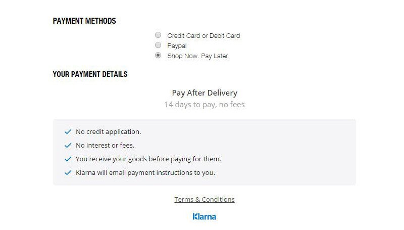 Klarna Pay After Delivery Service