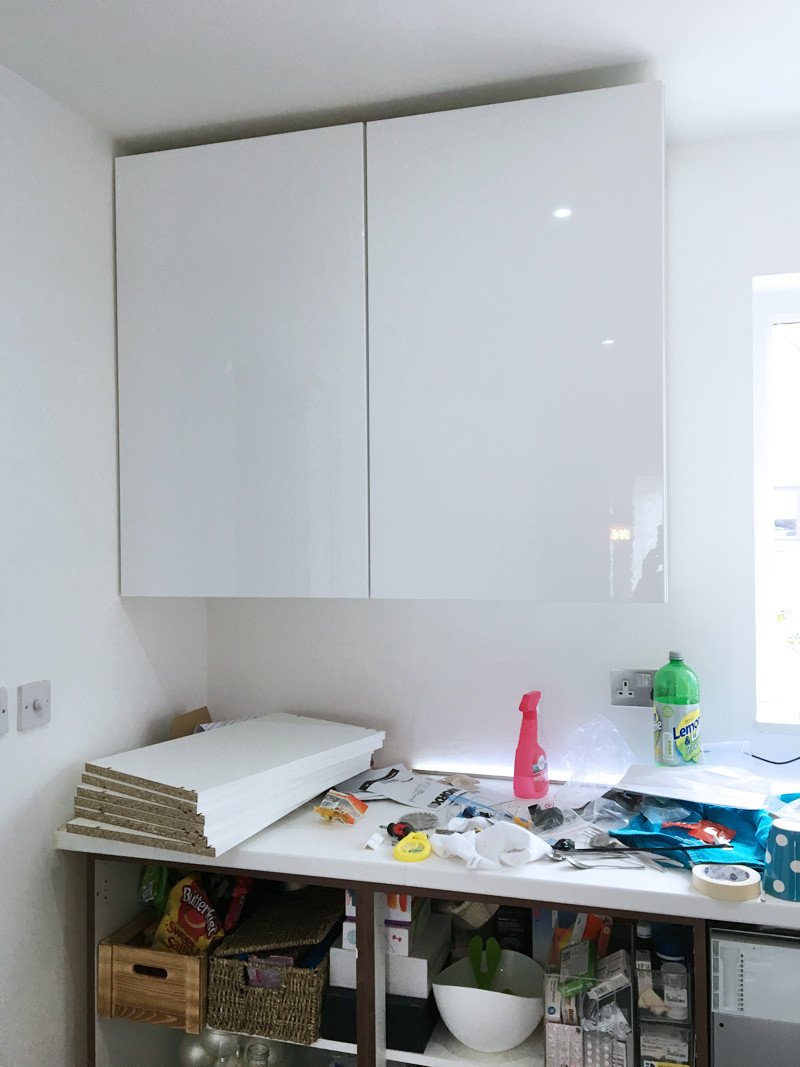 Ikea white gloss kitchen cabinets