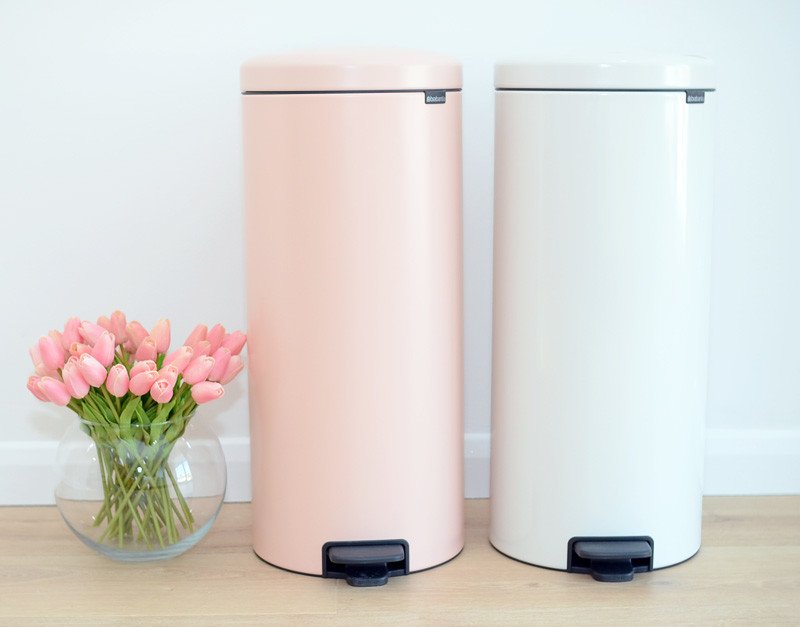 Brabantia pedal bins in pink and white