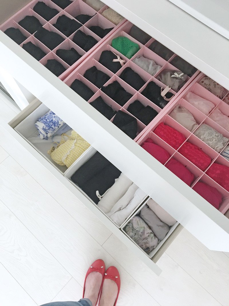 Periea Drawer Organiser Draw Organizer Insert Storage Box Wardrobe Socks Grey 