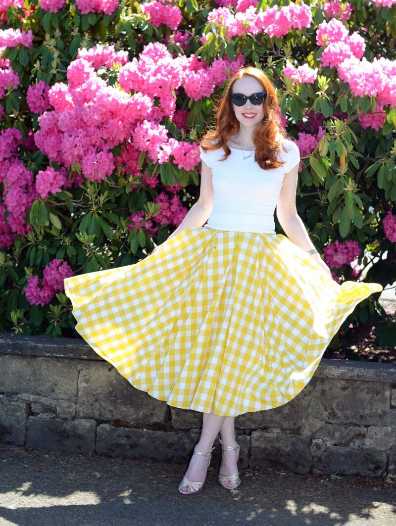 OUTFIT | Yellow gingham dress-as-skirt