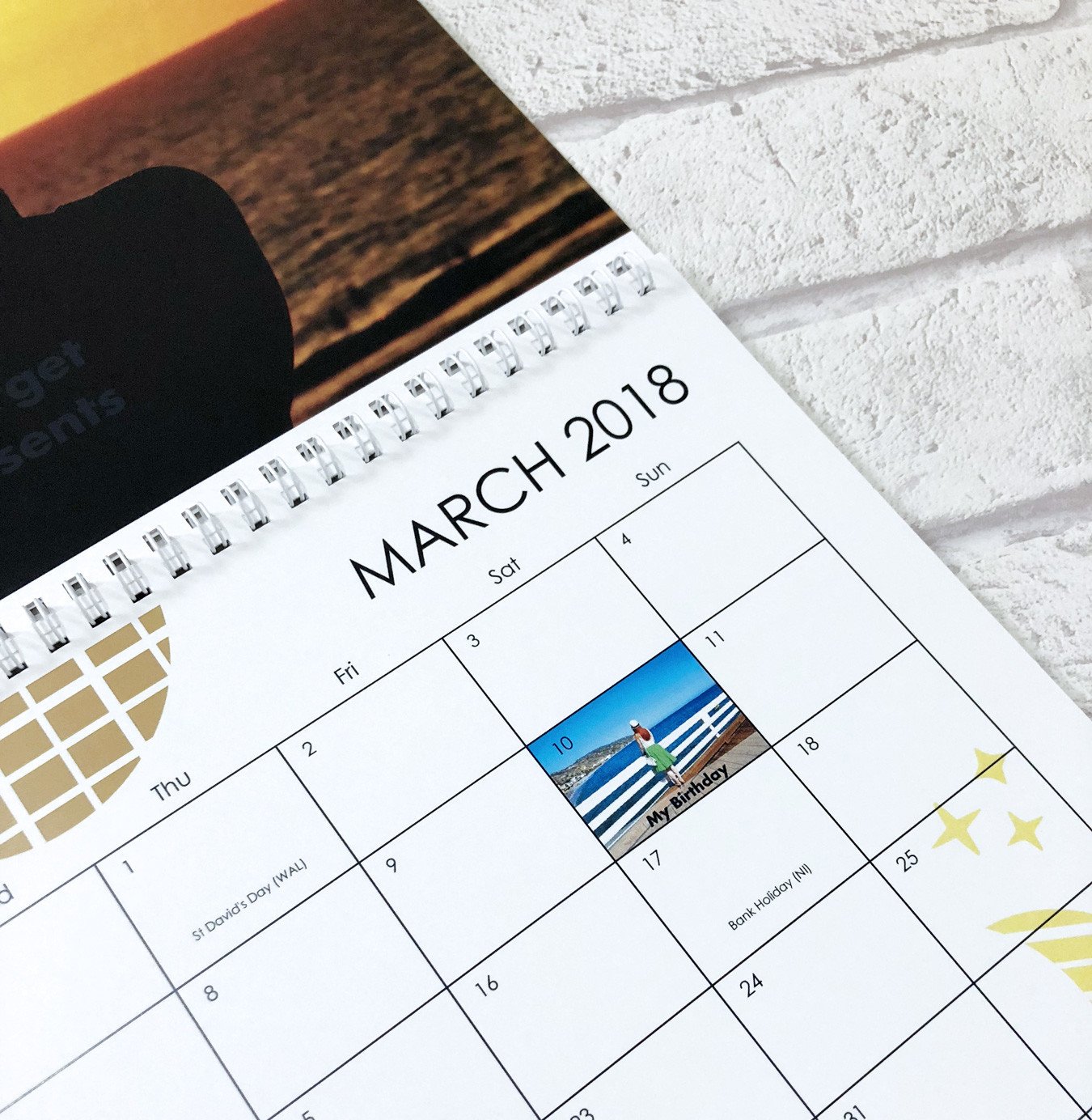 March 2018 wall calendar