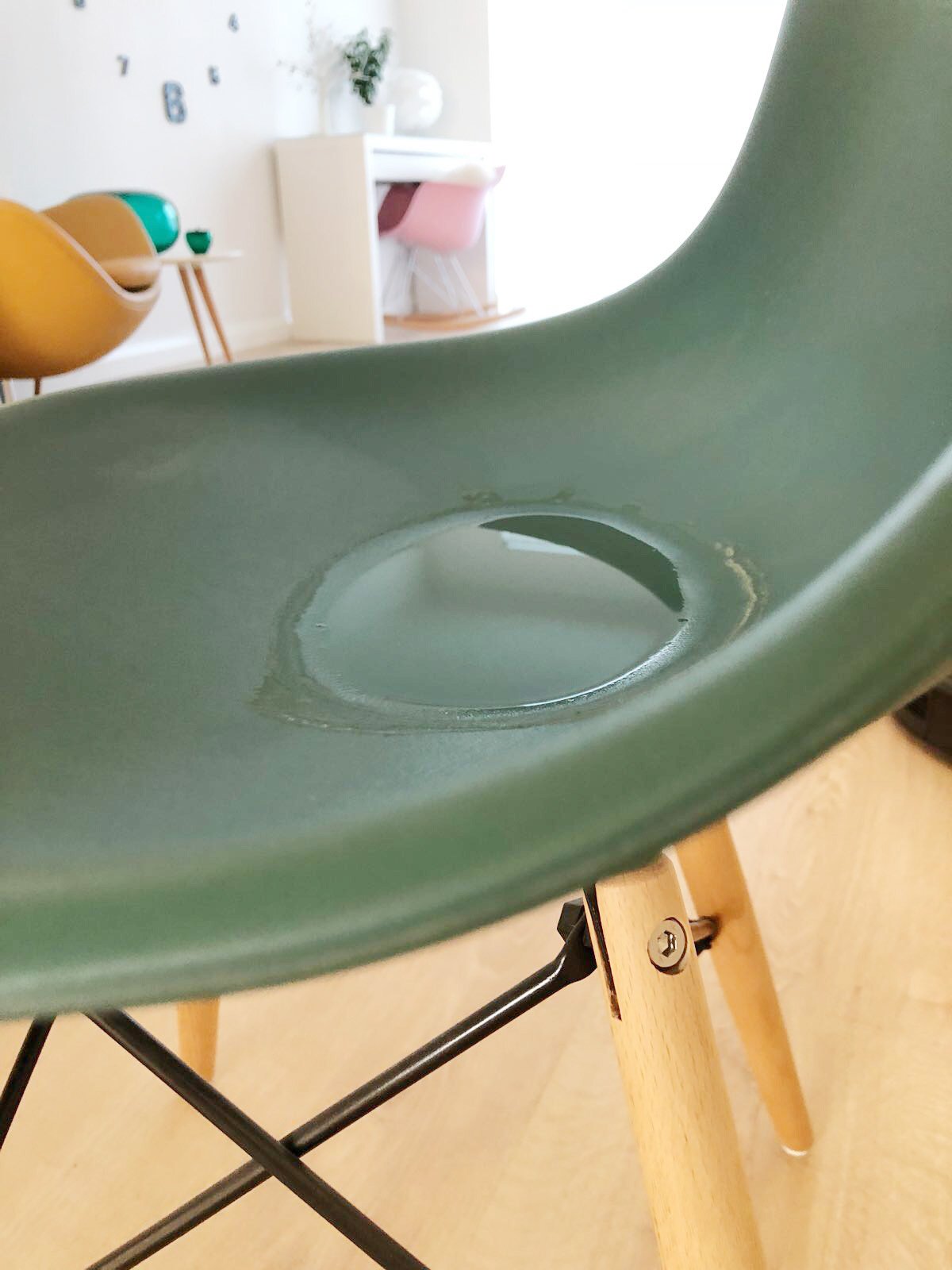 water on chair
