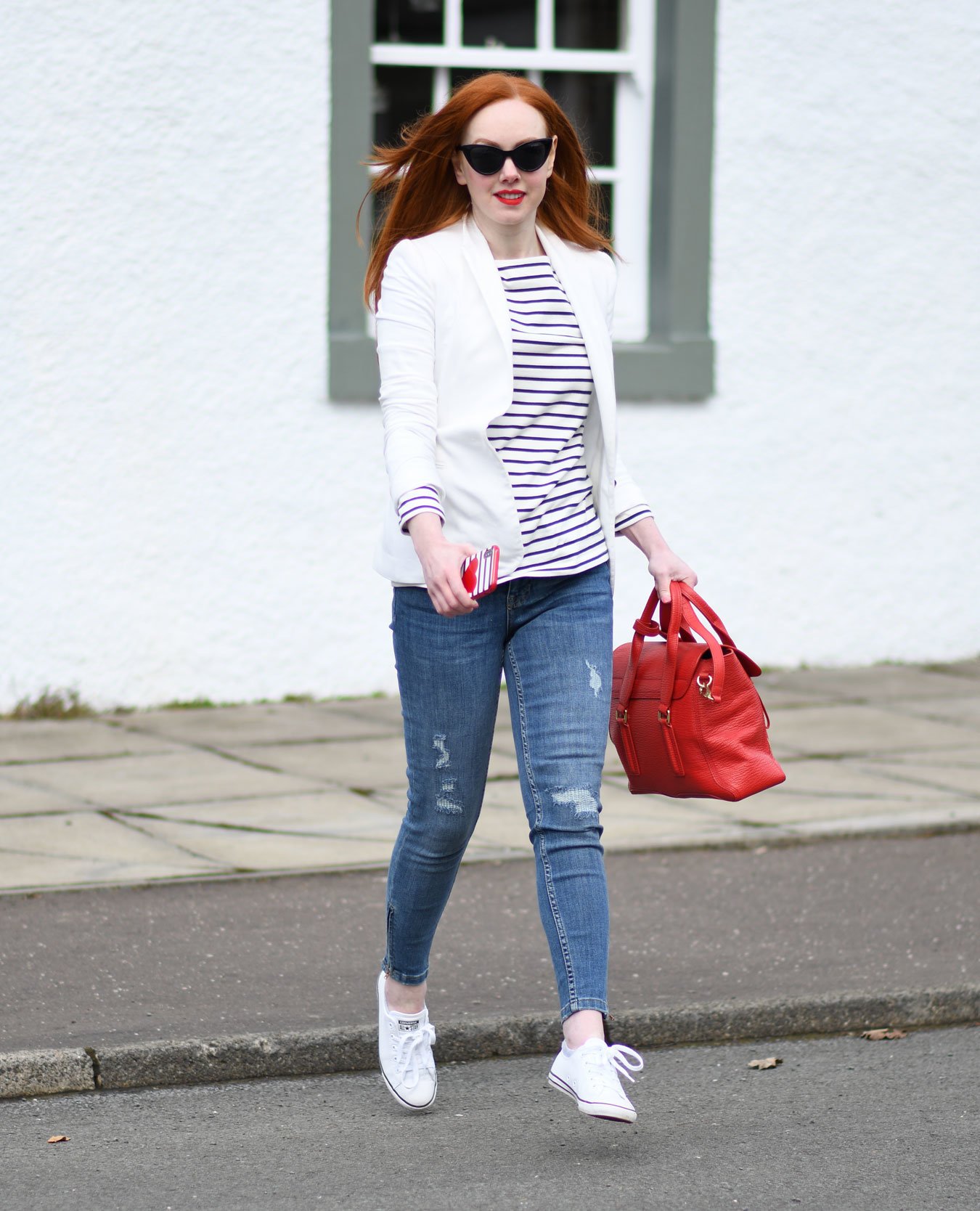 Breton top with blue jeans outfit