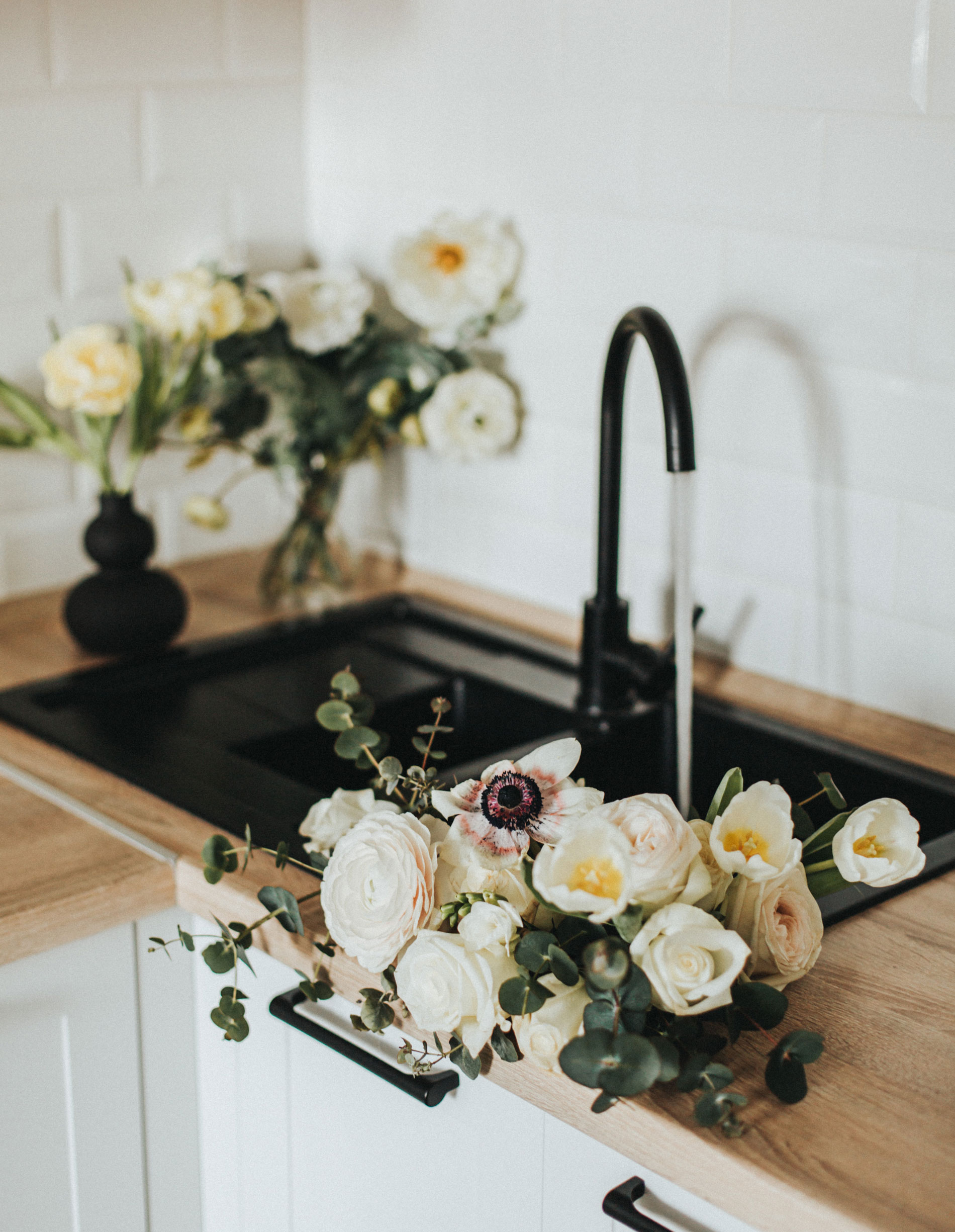 flowers in the kitchen sink