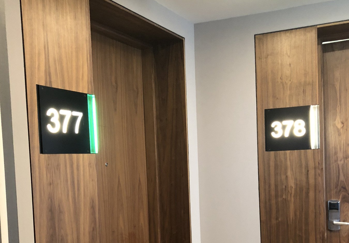 colour-coded room signs at The Sandman Signature, Aberdeen