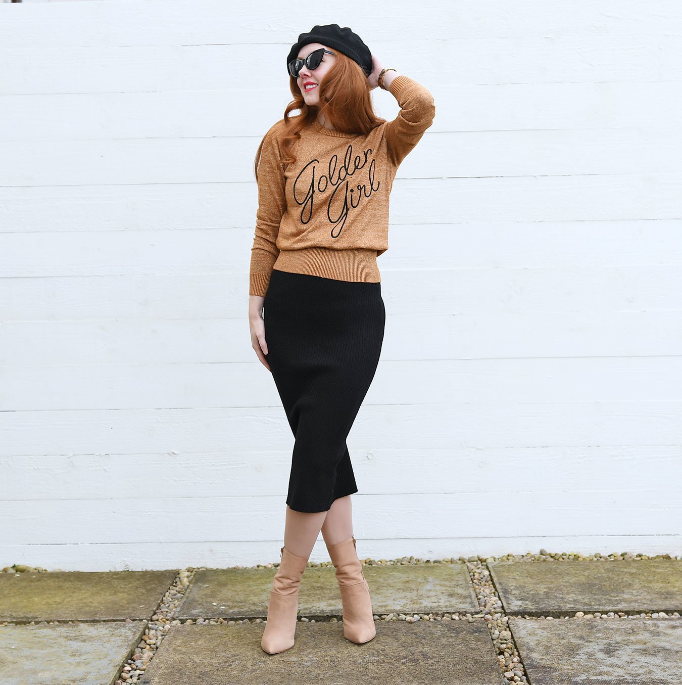 Joanie Clothing 'Vega' sweatshirt with black pencil skirt